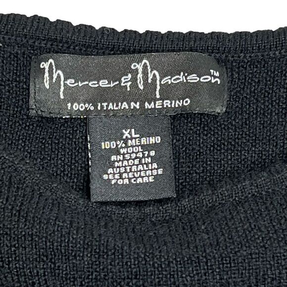 Mercer & Madison black merino wool crew neck sweater size XL - Picture 11 of 15